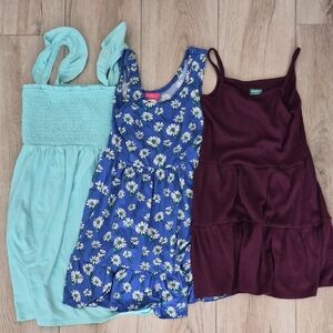 3 Pack Summer Dresses - Mint, Blue Daisy, Burgundy